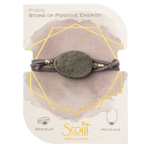 Suede/Stone Wrap - Pyrite/Gold/Stone of Positive Energy