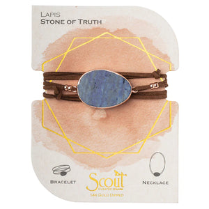 Suede/Stone Wrap - Lapis/Rose Gold/Stone of Truth