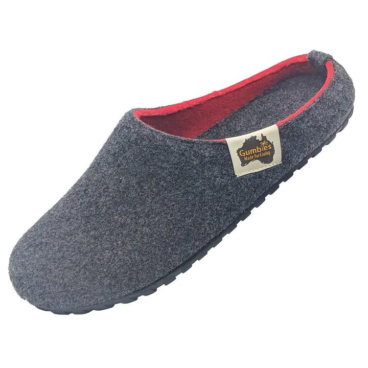 Gumbies Charcoal/Red Outback Slipper