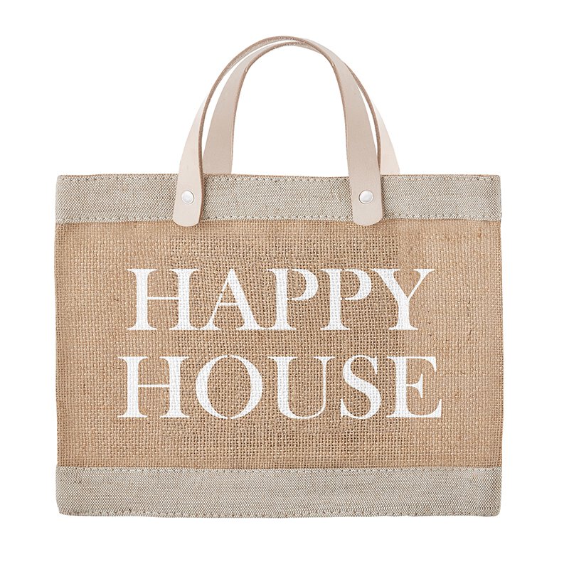 Face to Face Jute Tote - Happy House