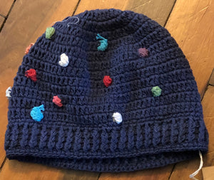 Navy Knots Crocheted Hat