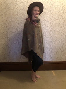 Brown Poncho with red/white