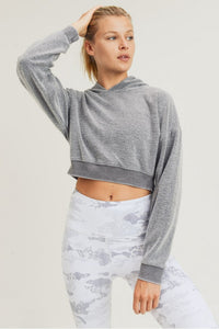 Fuzzy Cropped Hoodie Pullover