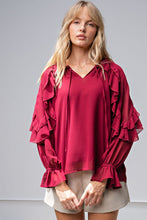 Load image into Gallery viewer, WASHED CHIFFON BLOUSE - WINE
