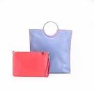 Lavender Gray/Hibiscus reversible fold over clutch by Bobbi Chicago