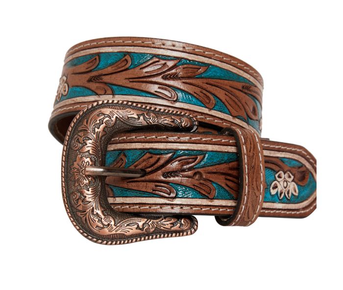 Cobalt Sea Hand-Tooled Leather Belt