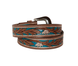 Cobalt Sea Hand-Tooled Leather Belt