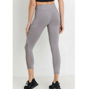 Moto Ribbed Splice Mesh Pocket Full Leggings - Mauve